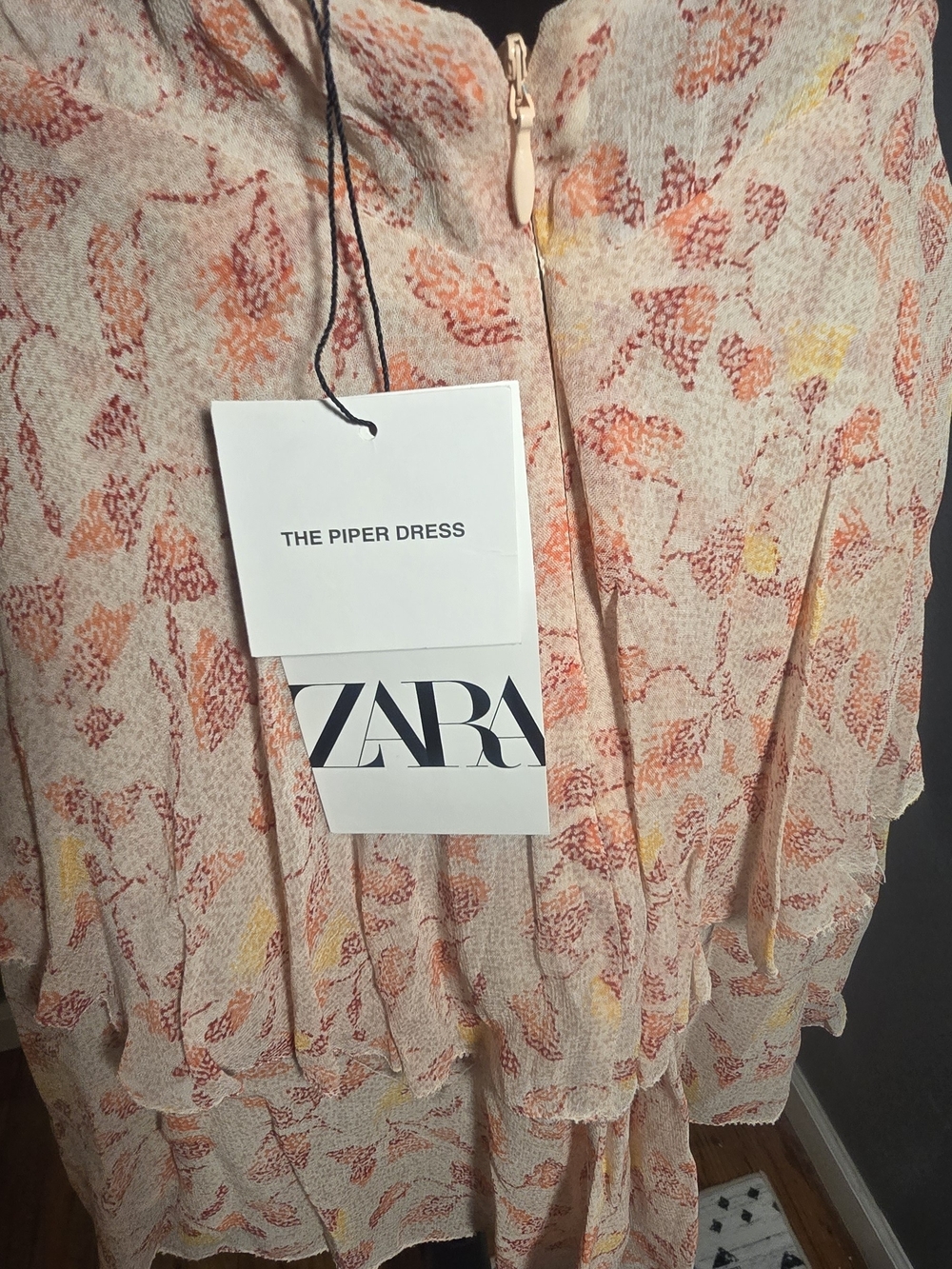 ZARA Piper Backless Dress in Blush with Coral & Yellow Floral